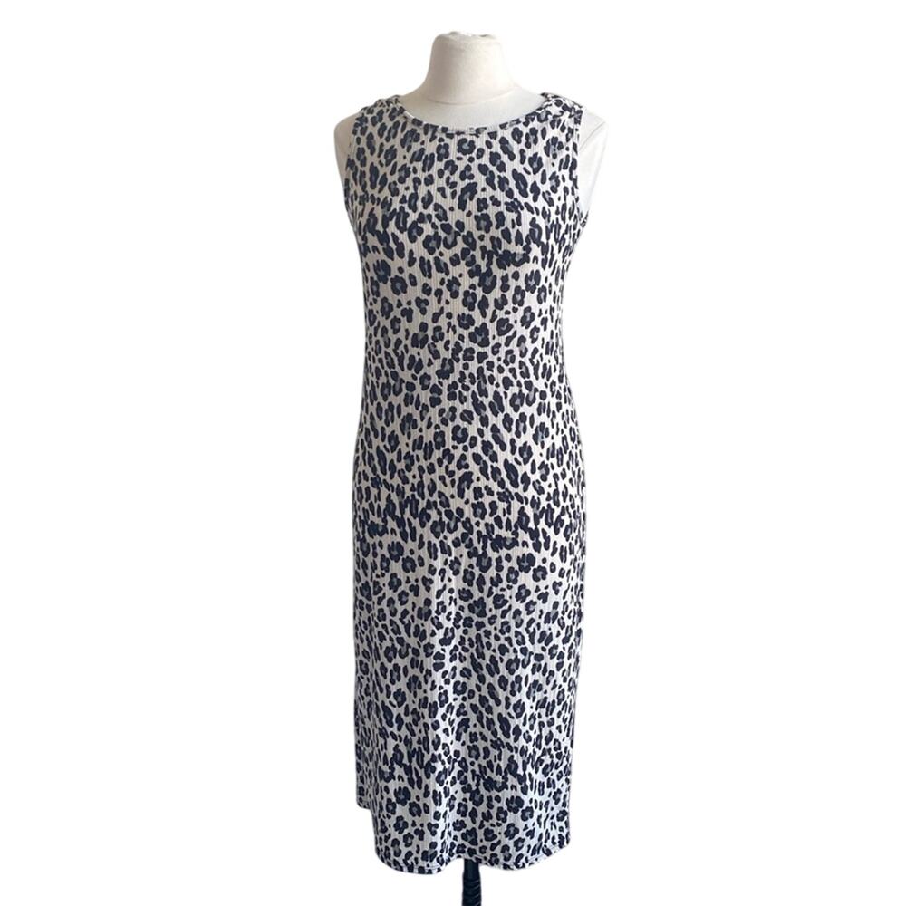 Easel Black and White Leopard Print Midi Dress